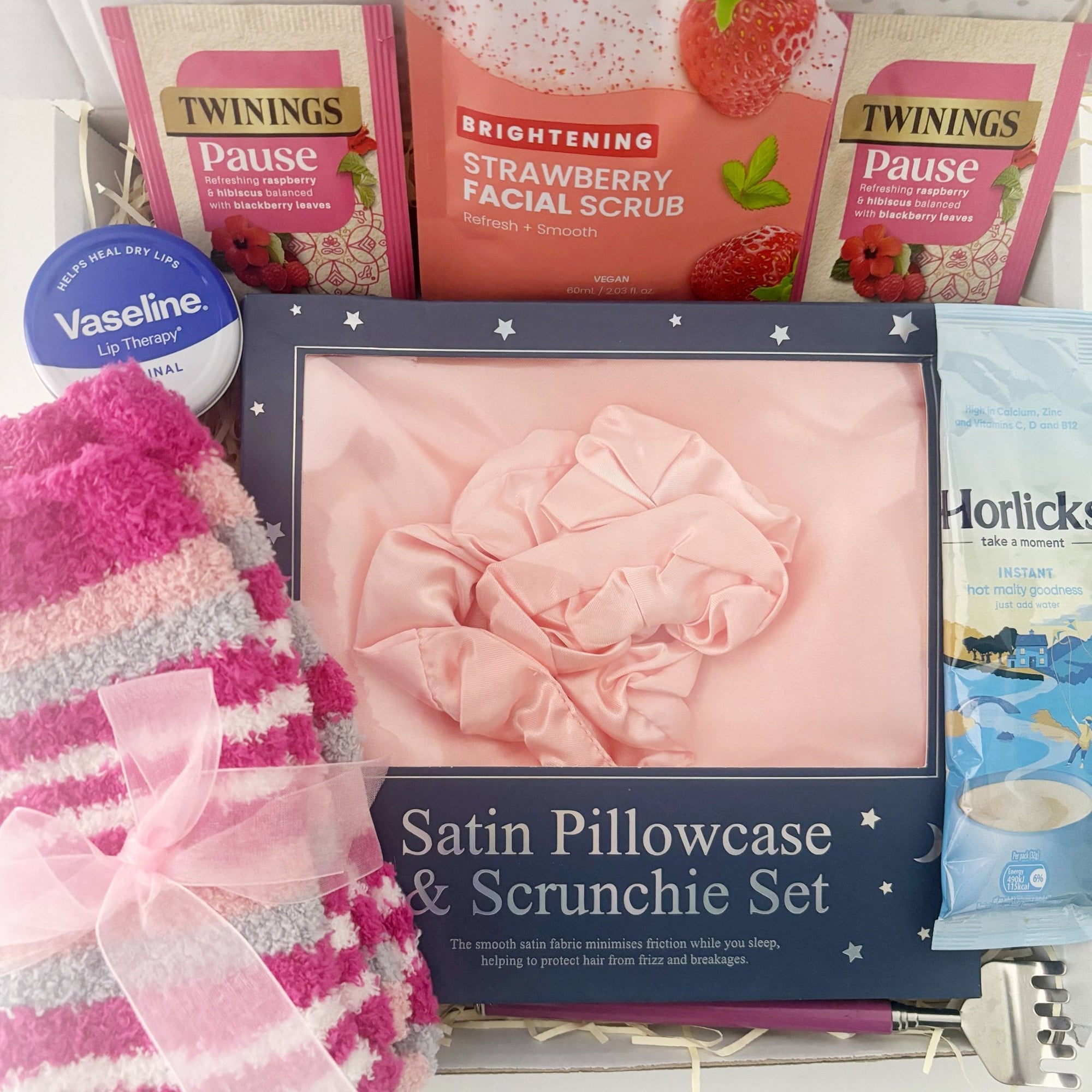 Bedtime Pamper Hamper – Satin Pillowcase Self - Care Gift Box - WahooGifts