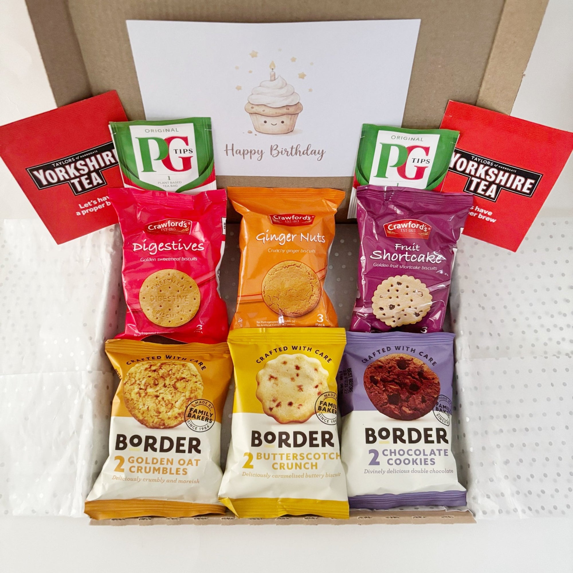 Birthday Biscuit Hamper – Tea & Biscuits Letterbox Gift Box - WahooGifts