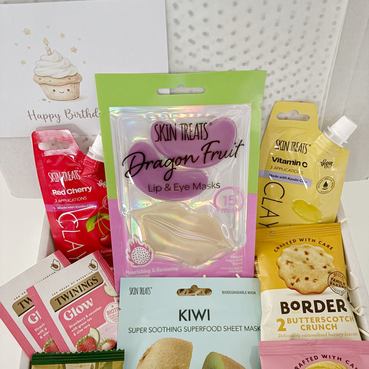 Birthday Hampers for Her – Face Masks, Tea & Sweet Treats Gift Box - WahooGifts