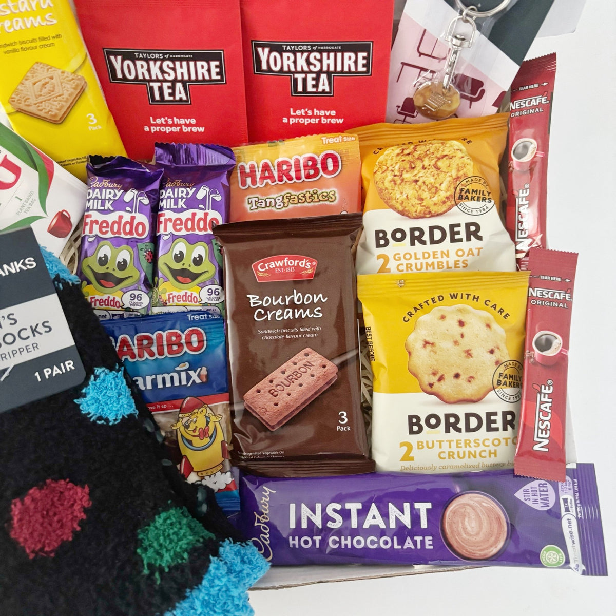 Christmas Gifts for Him – Cosy Gift Hamper with Socks, Tea & Treats - WahooGifts