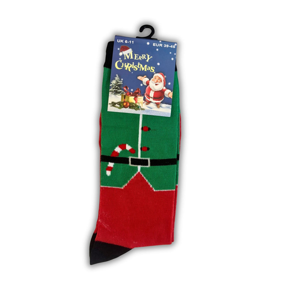 Christmas Novelty Socks – Green Elf Costume Design – UK 6–11 - WahooGifts