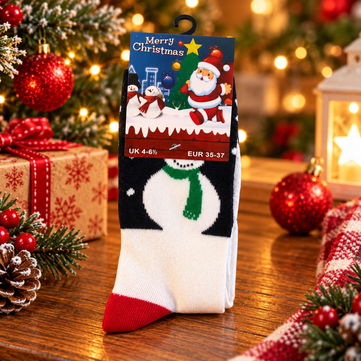 Christmas Novelty Socks – Snowman Design – UK 4–6.5 - WahooGifts