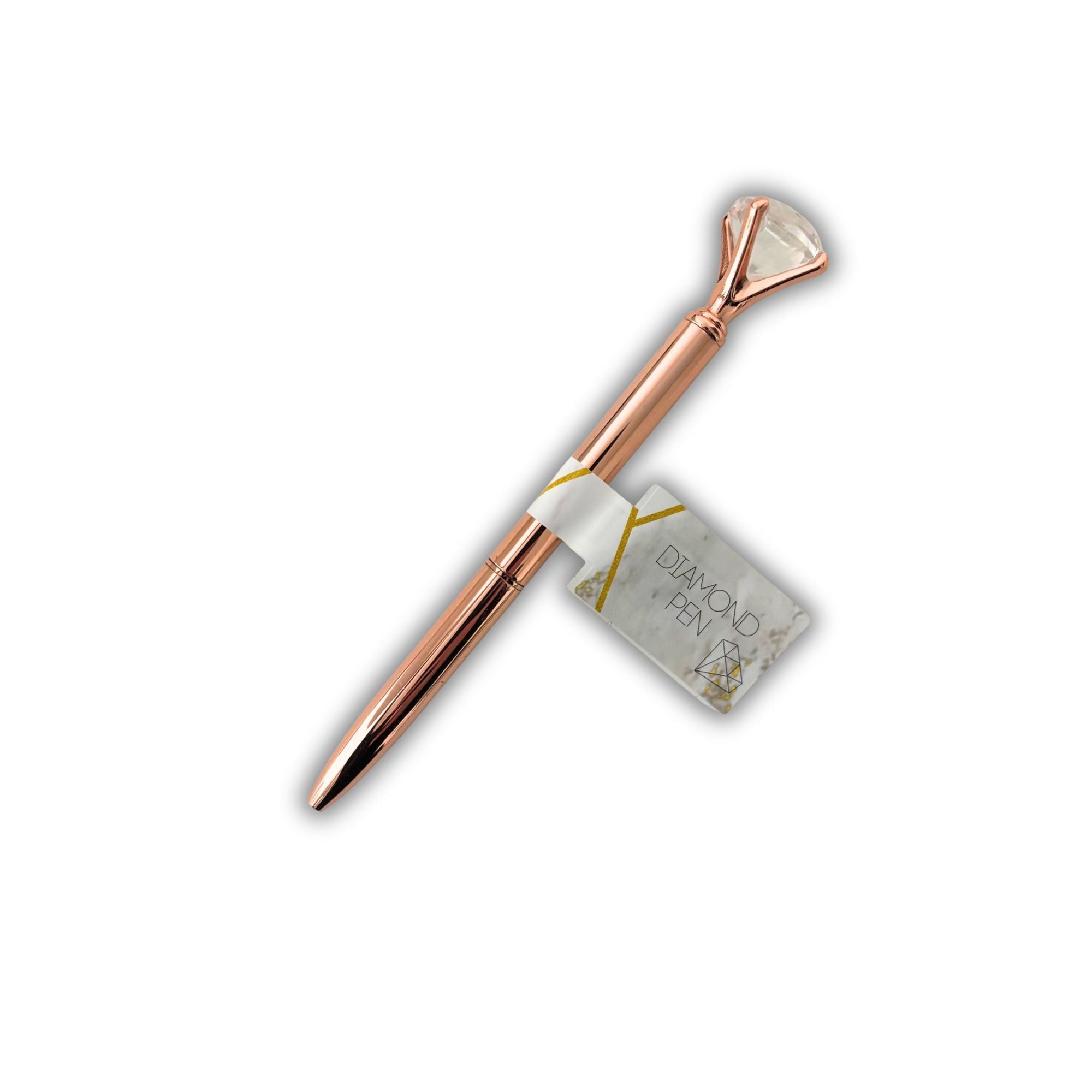 Diamond Topped Pen – Rose Gold Ballpoint - WahooGifts