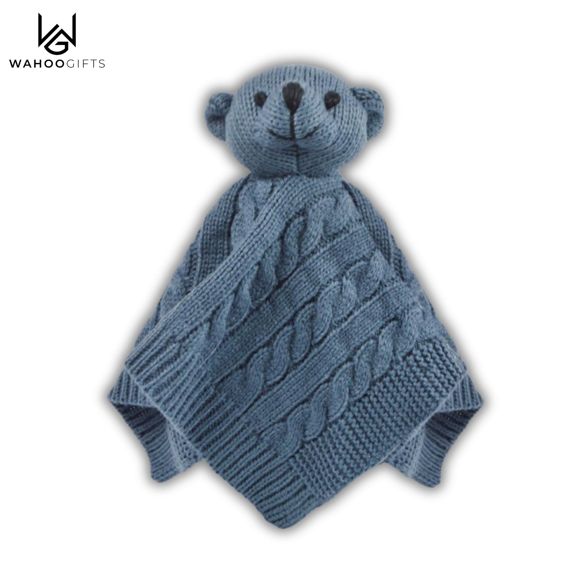 Dusky Blue Elegance Cable Knit Teddy Baby Comforter - WahooGifts