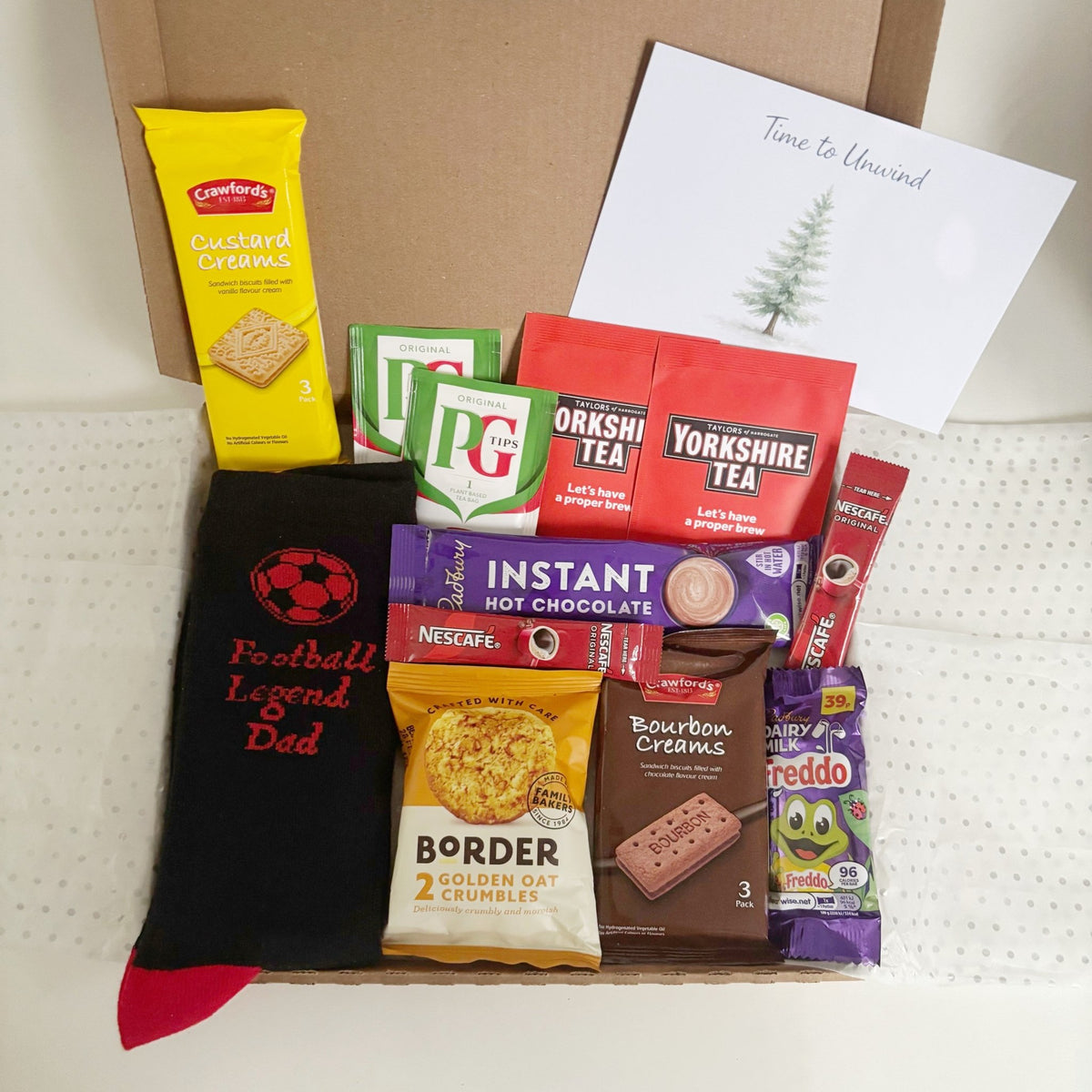 Football Gift for Dad – Socks, Hot Chocolate & Biscuit Letterbox Hamper - WahooGifts