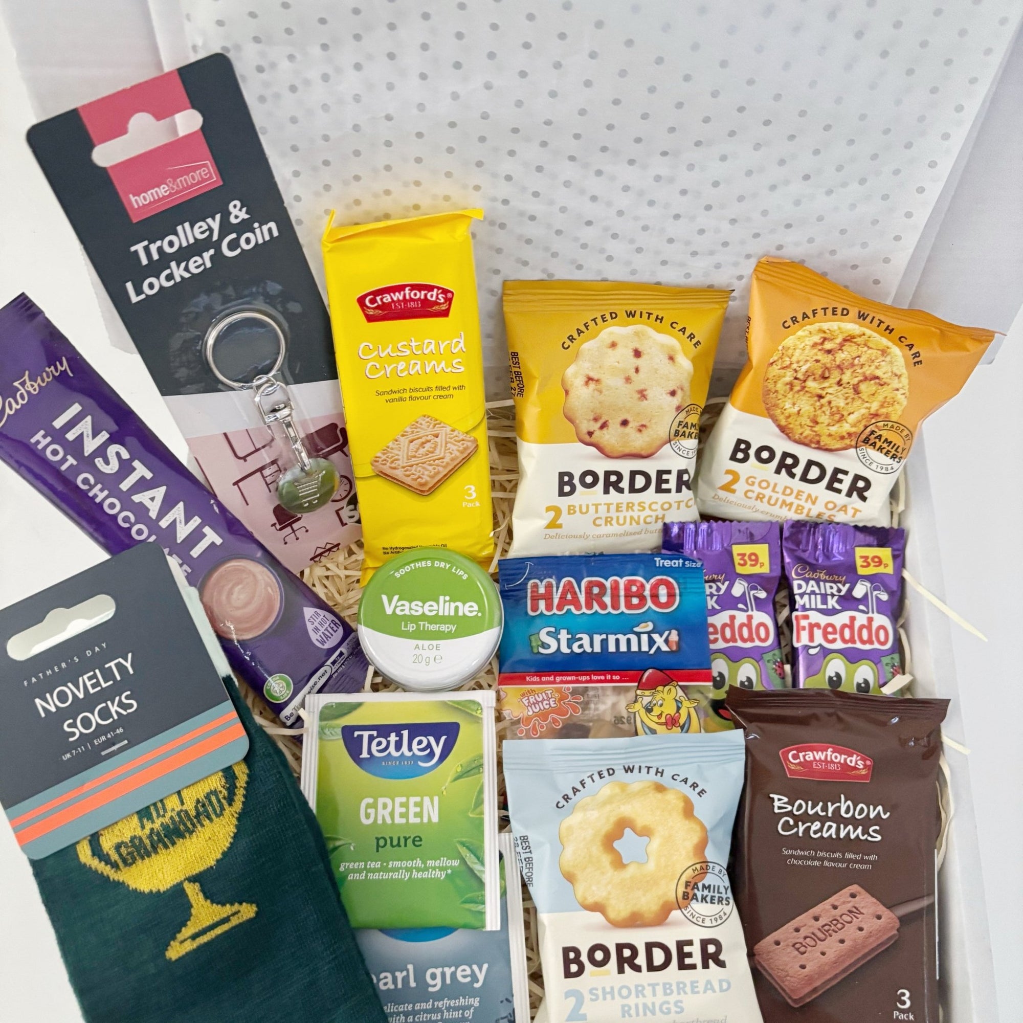 Grandad Birthday Gifts - Tea & Biscuit Hamper with Novelty Socks - WahooGifts