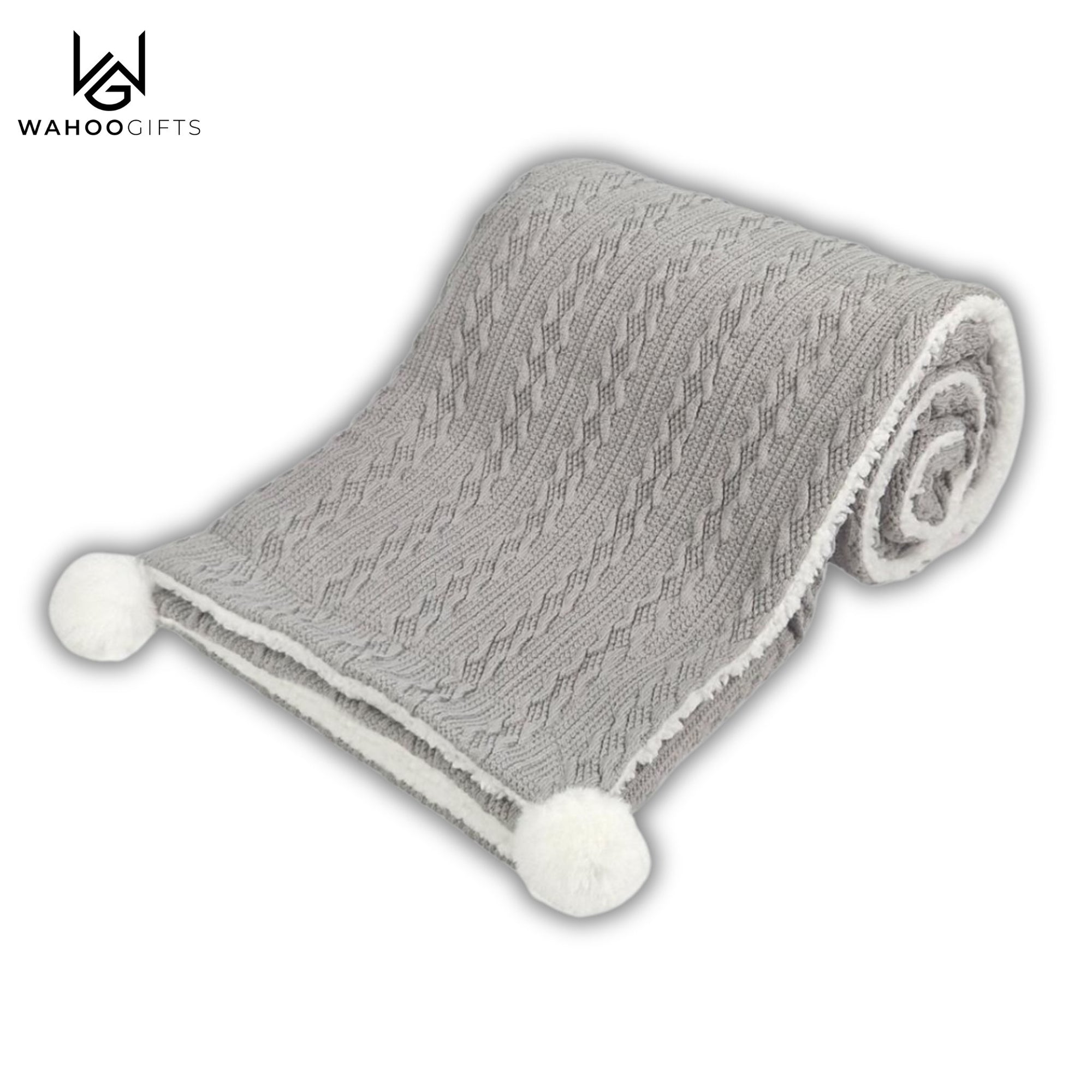 Grey Cable Knit Baby Blanket - WahooGifts