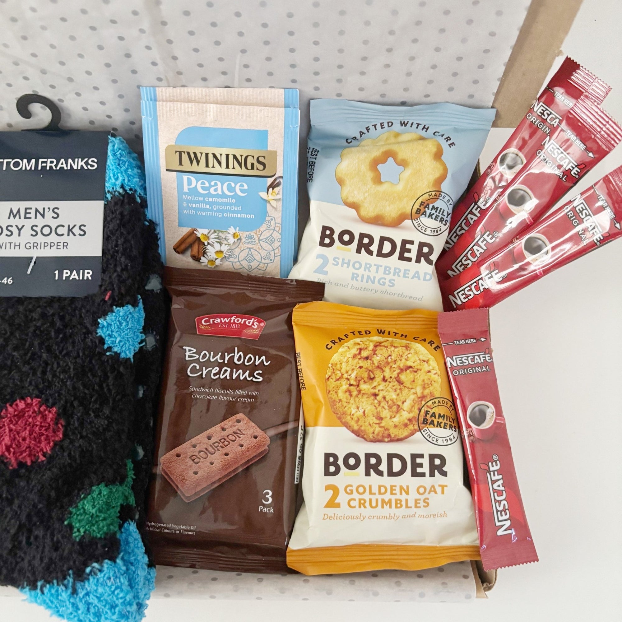 Hampers for Men – Letterbox Gift Box with Socks, Tea & Treats - WahooGifts