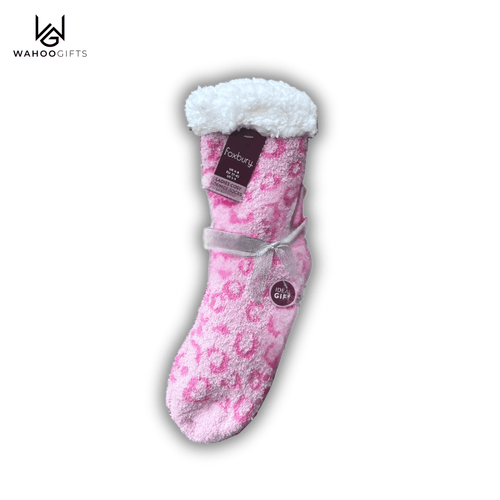 Ladies 1 Pair Animal Print Cosy Slipper Fluffy Socks