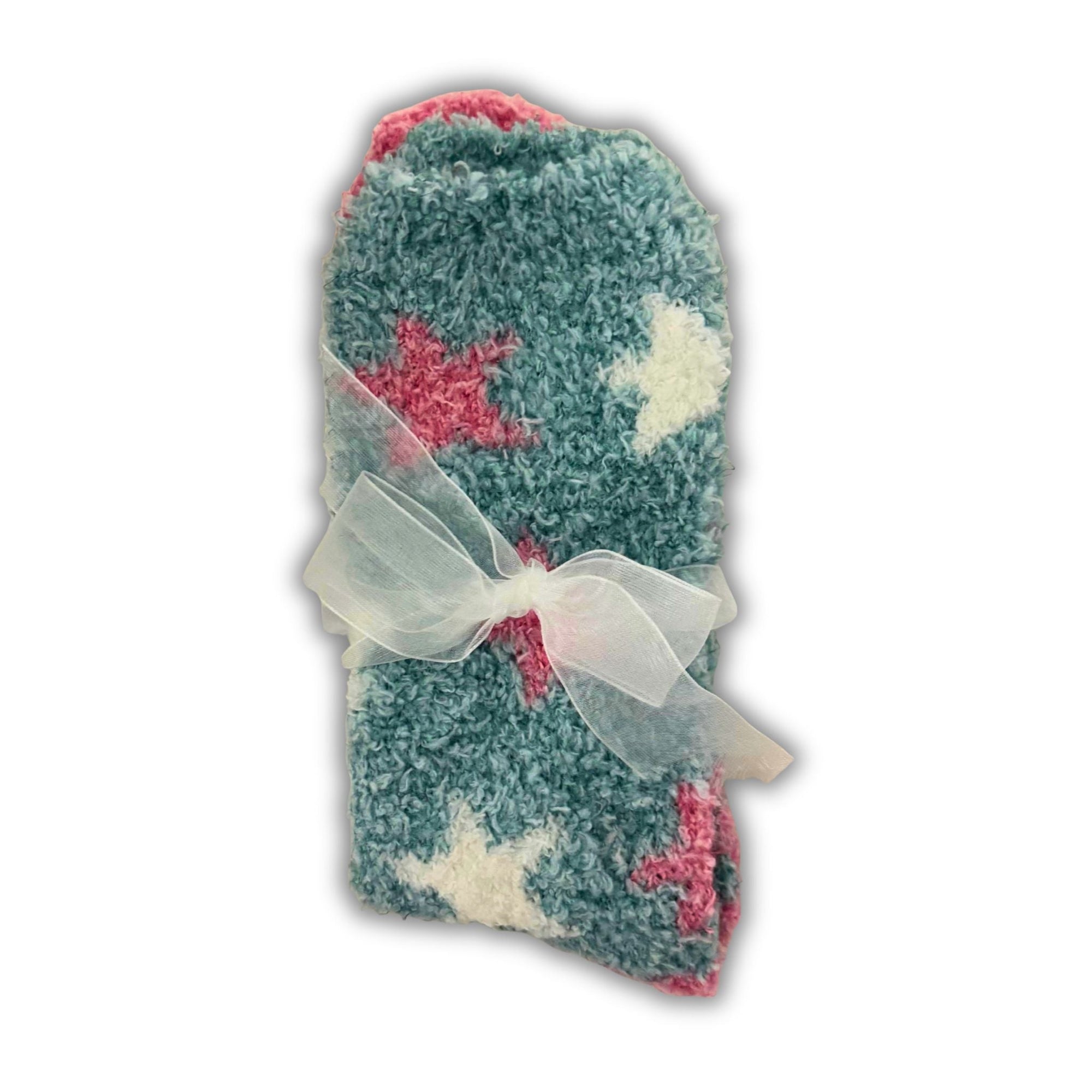 Ladies Fluffy Star Socks – Teal Cosy Gift Socks - WahooGifts