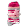 Ladies Fluffy Striped Cosy Socks Gift Set – Pink, Grey & White - WahooGifts