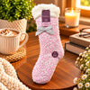 Ladies Popcorn Lounge Fluffy Socks With Pom Poms + Sherpa Lining - Pink - WahooGifts