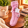Ladies Sparkle Knit Sherpa Lined Fluffy Socks with Gripper - Pink - WahooGifts
