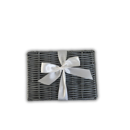 Luxury Grey Wicker Effect Gift Hamper Basket with Satin Ribbon