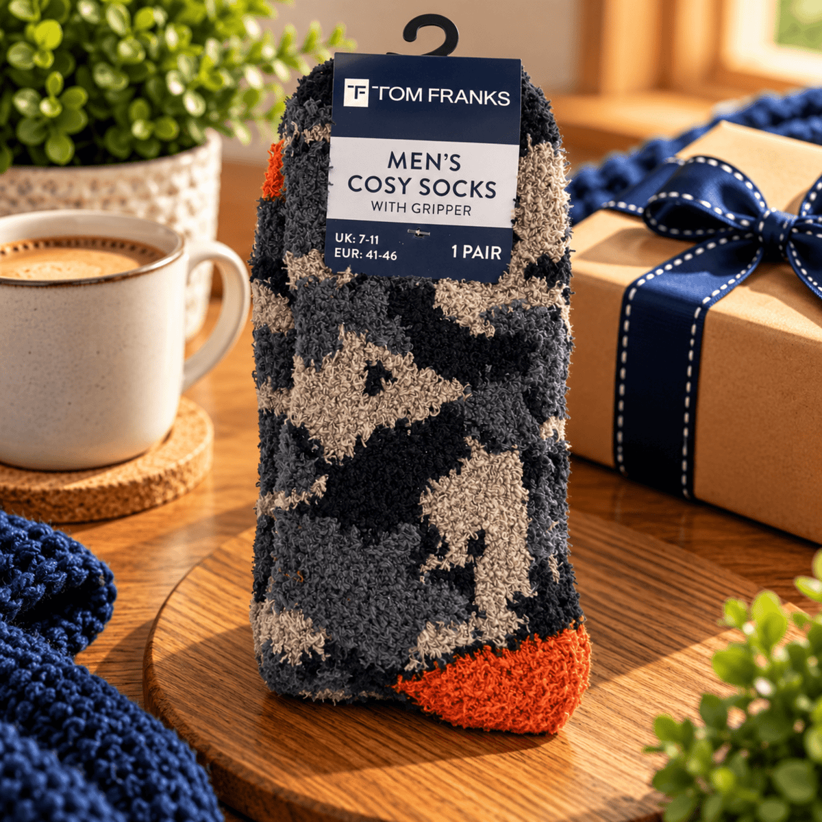 Mens Camouflage Cosy Socks with Grippers Soft Warm Slipper Socks - WahooGifts