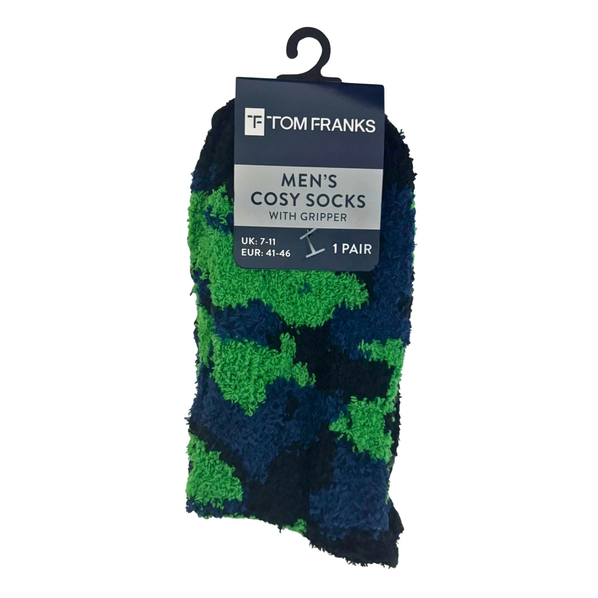 Men's Cosy Gripper Socks – Green Camouflage Design (UK 7-11) - WahooGifts