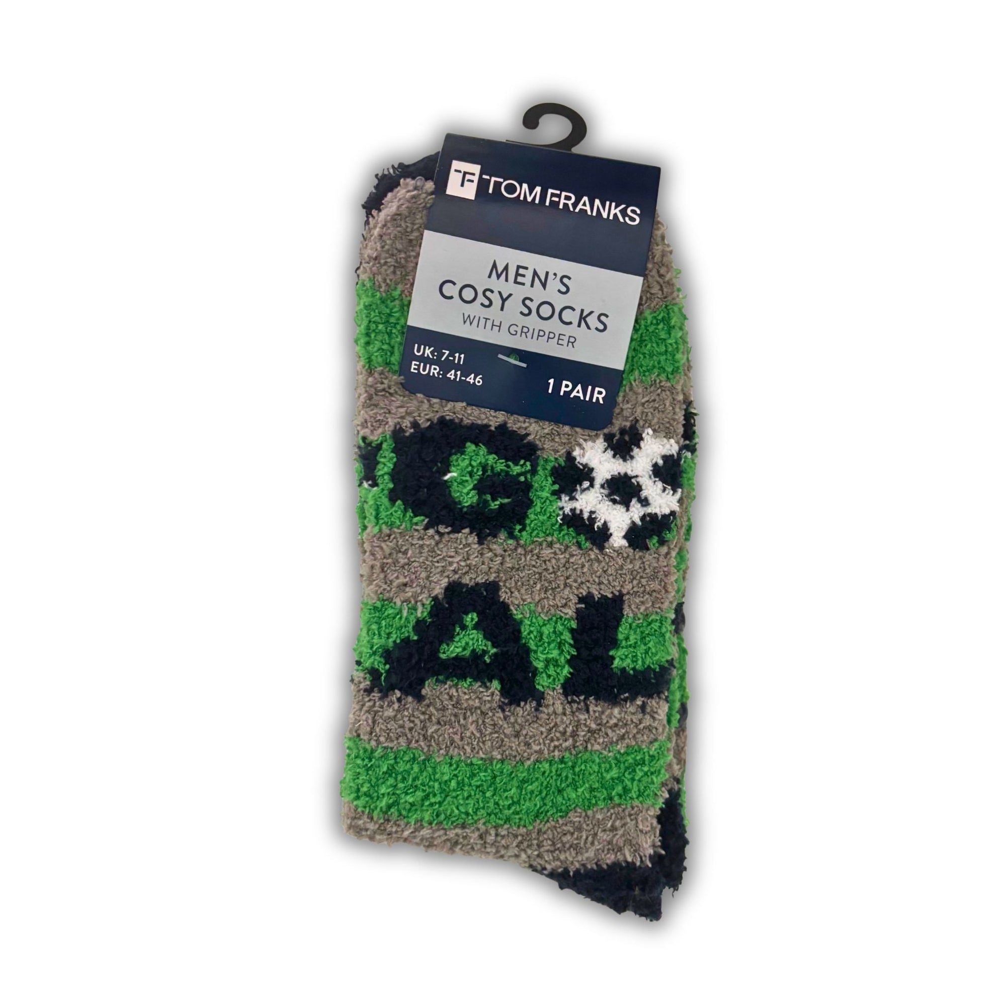 Mens Football Cosy Socks with Grippers Soft Warm Slipper Socks - WahooGifts