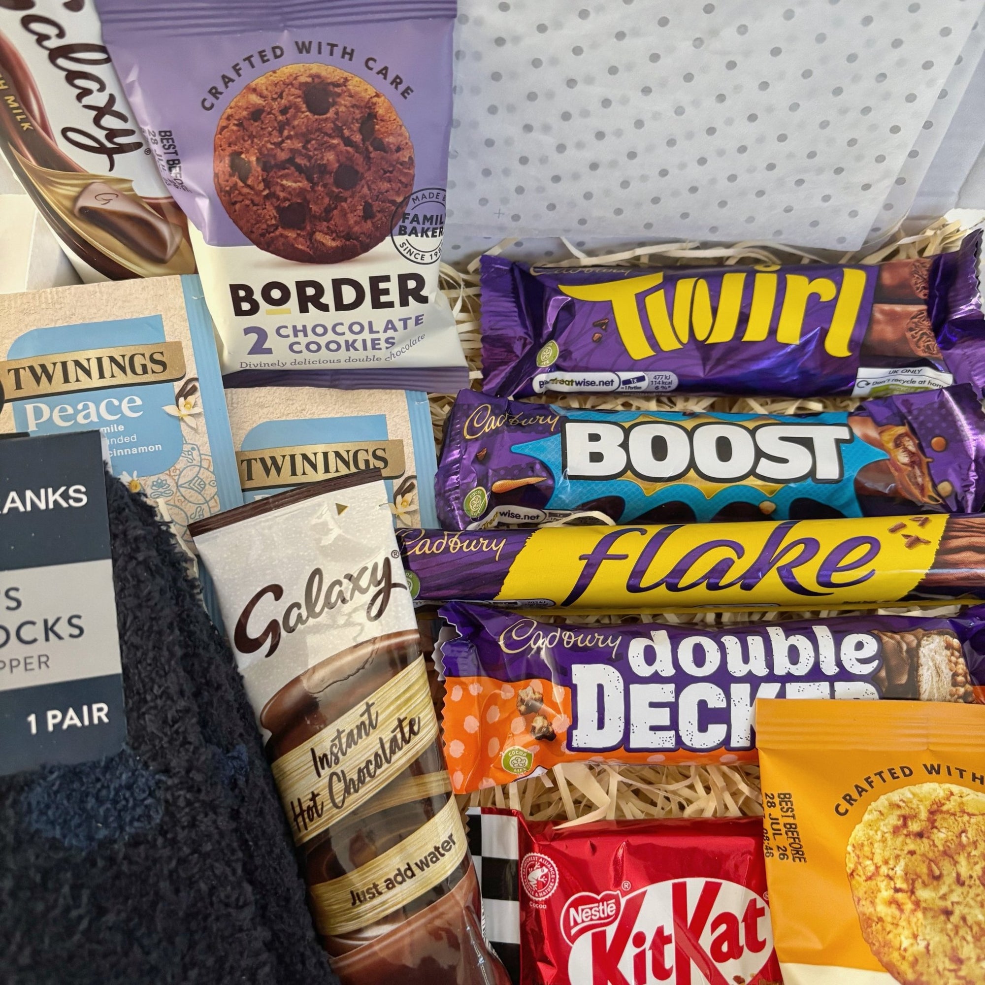 Mens Gift Hamper with Socks Snacks Hot Chocolate and Back Scratcher - WahooGifts