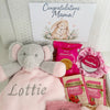 New Mum Hamper – Baby Girl Comforter, Booties & Pamper Treats - WahooGifts