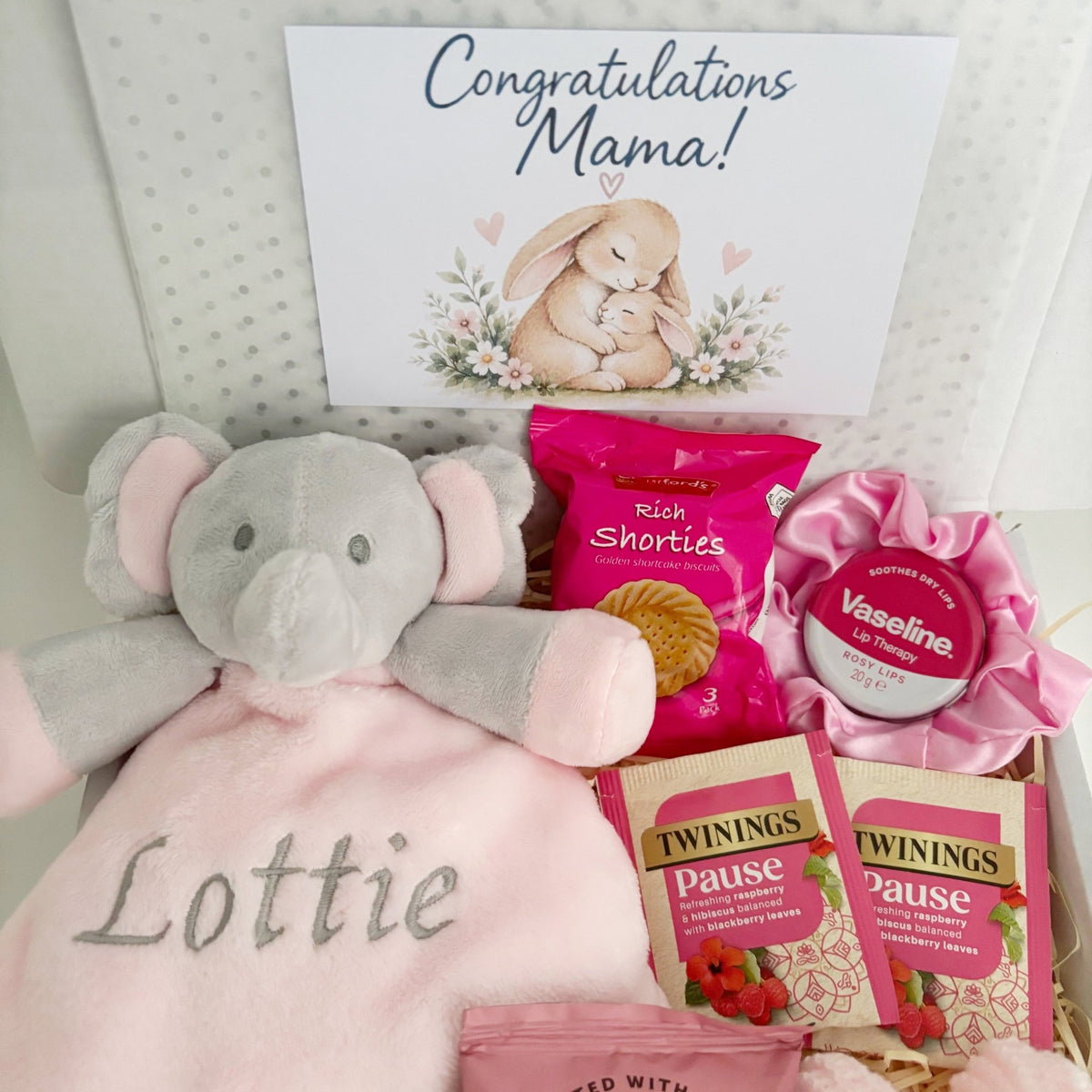 New Mum Hamper – Baby Girl Comforter, Booties & Pamper Treats - WahooGifts