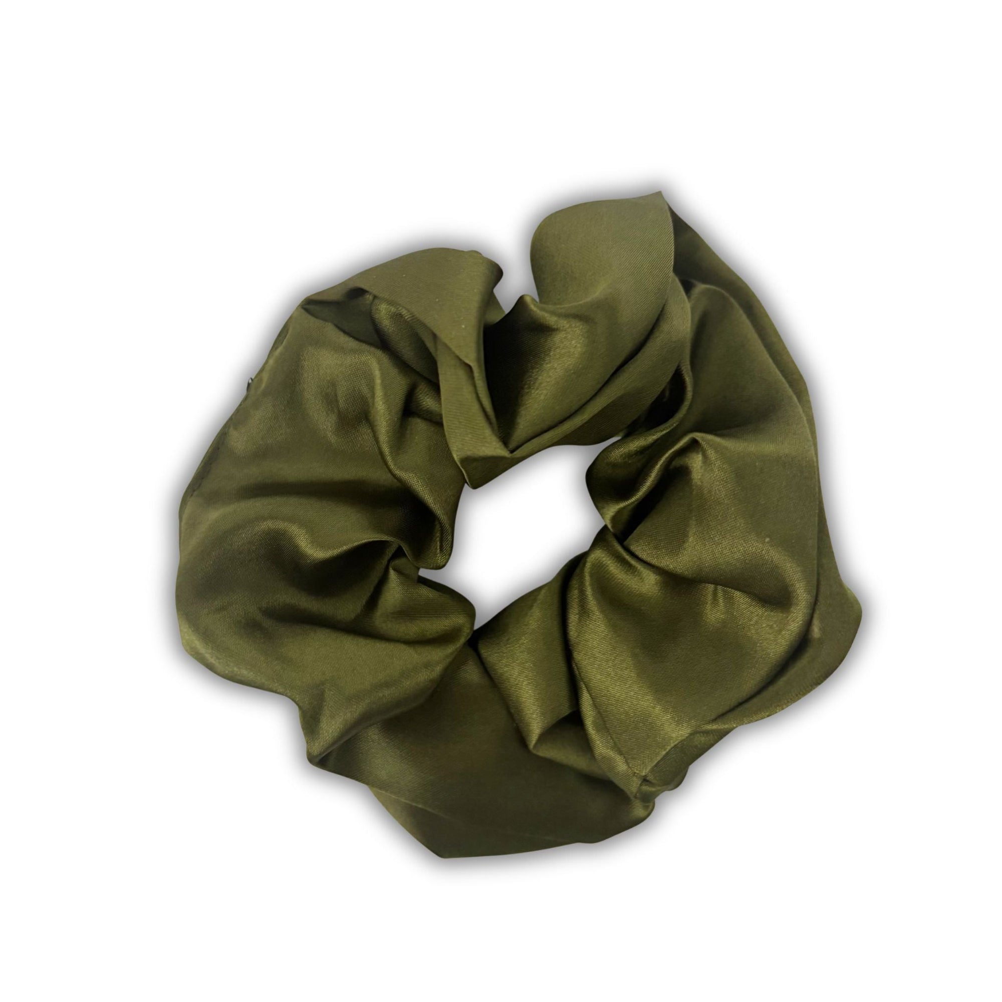 Olive Green Satin Hair Scrunchie - WahooGifts