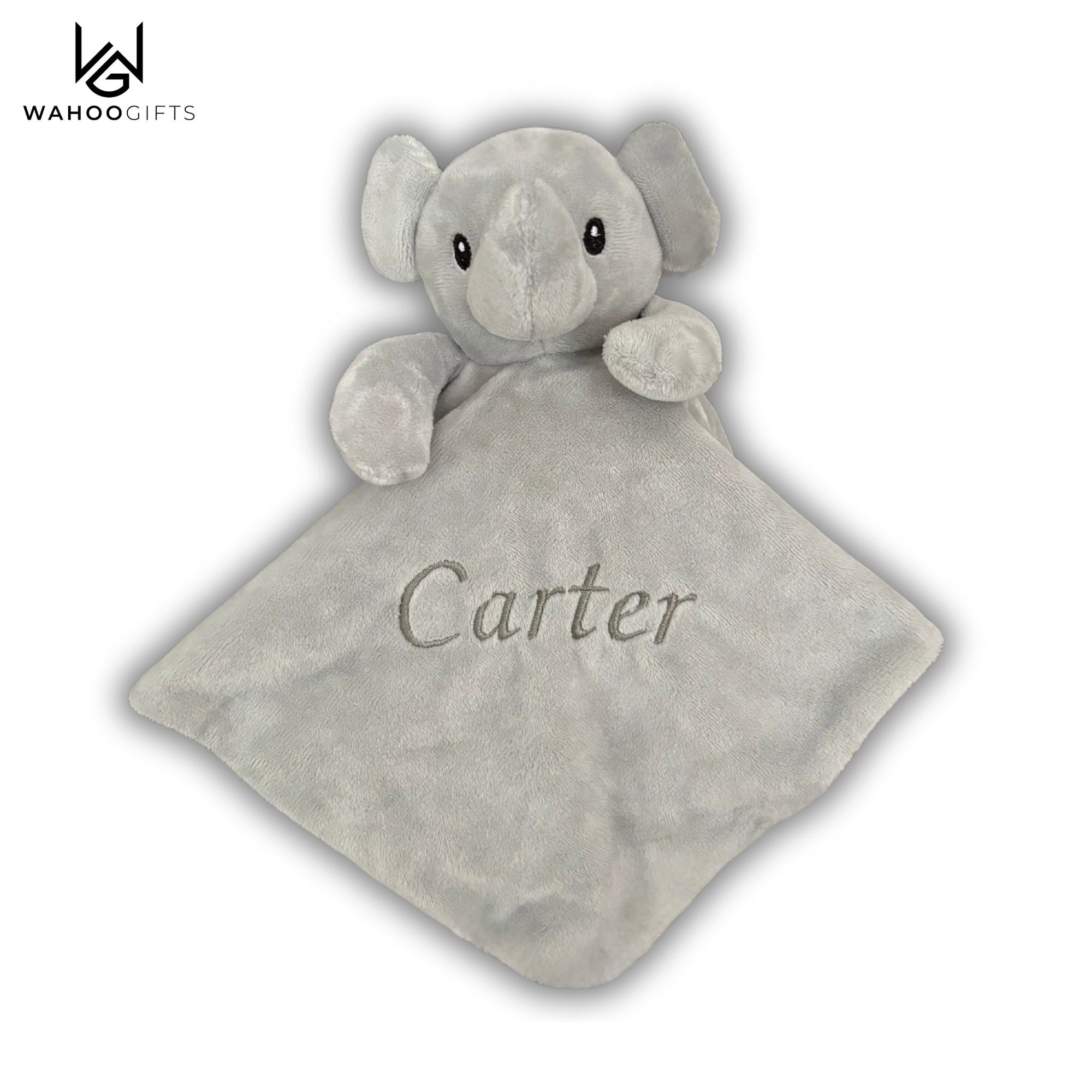 Personalised Baby Comforter - Grey Elephant - WahooGifts