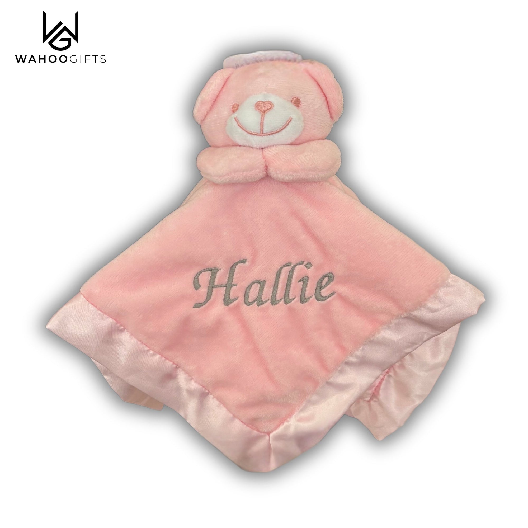 Personalised Baby Girl Gift - Pink Bear Comforter - WahooGifts