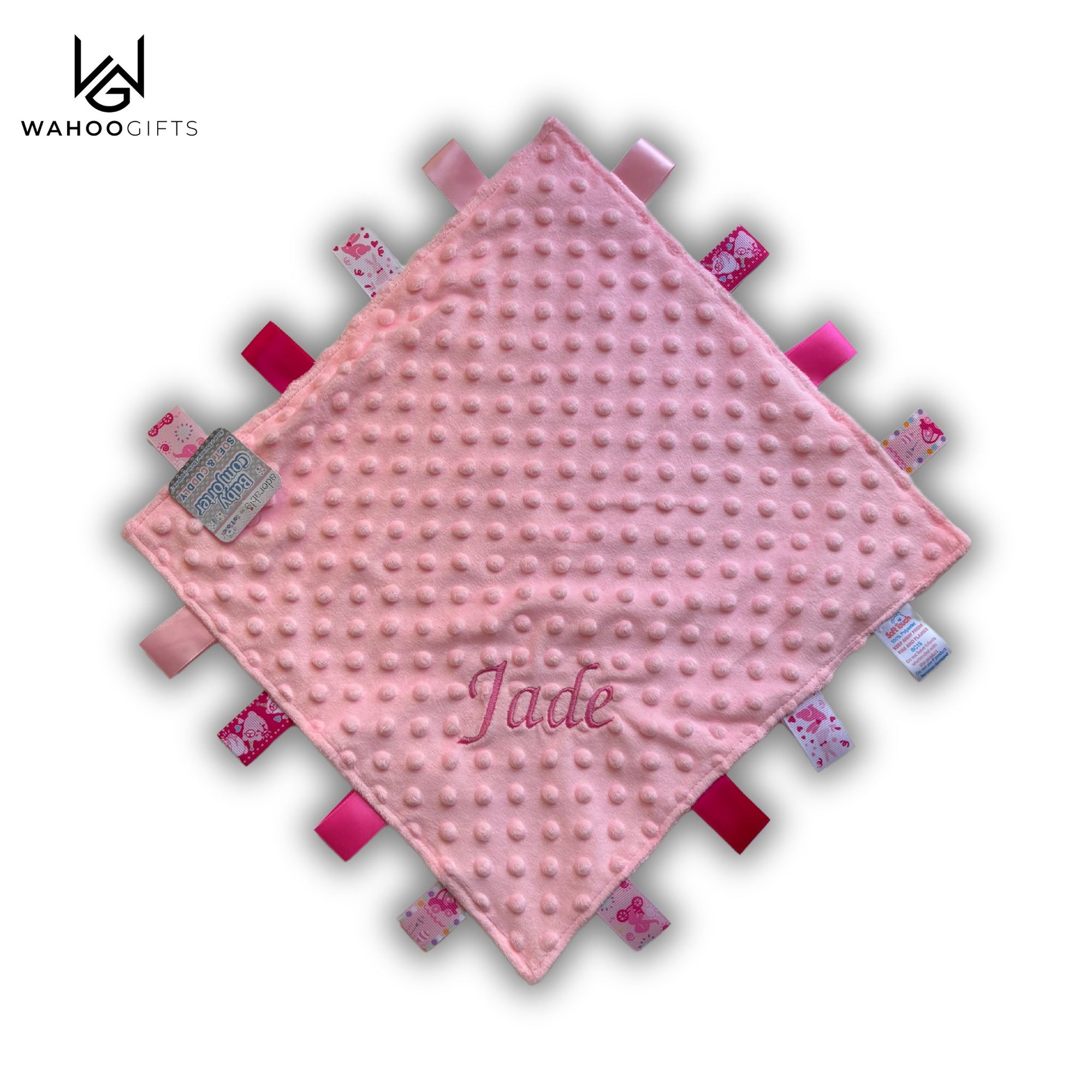Personalised Baby Girl Taggie Comforter Blanket - WahooGifts