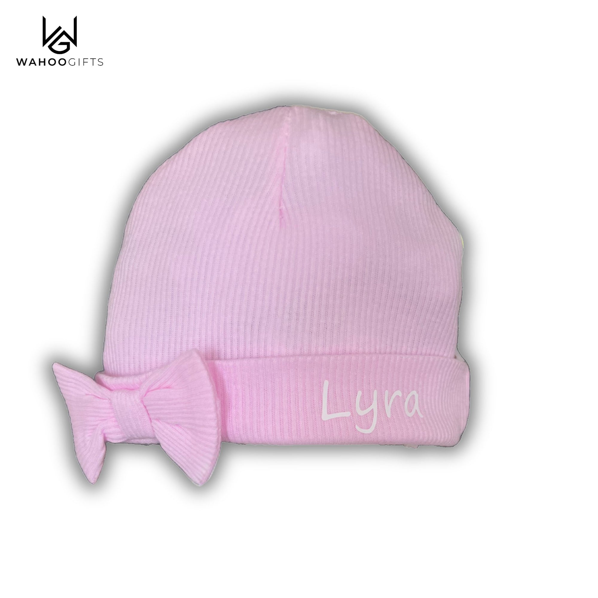 Personalised Baby Pink Ribbed Knotty Hat - WahooGifts