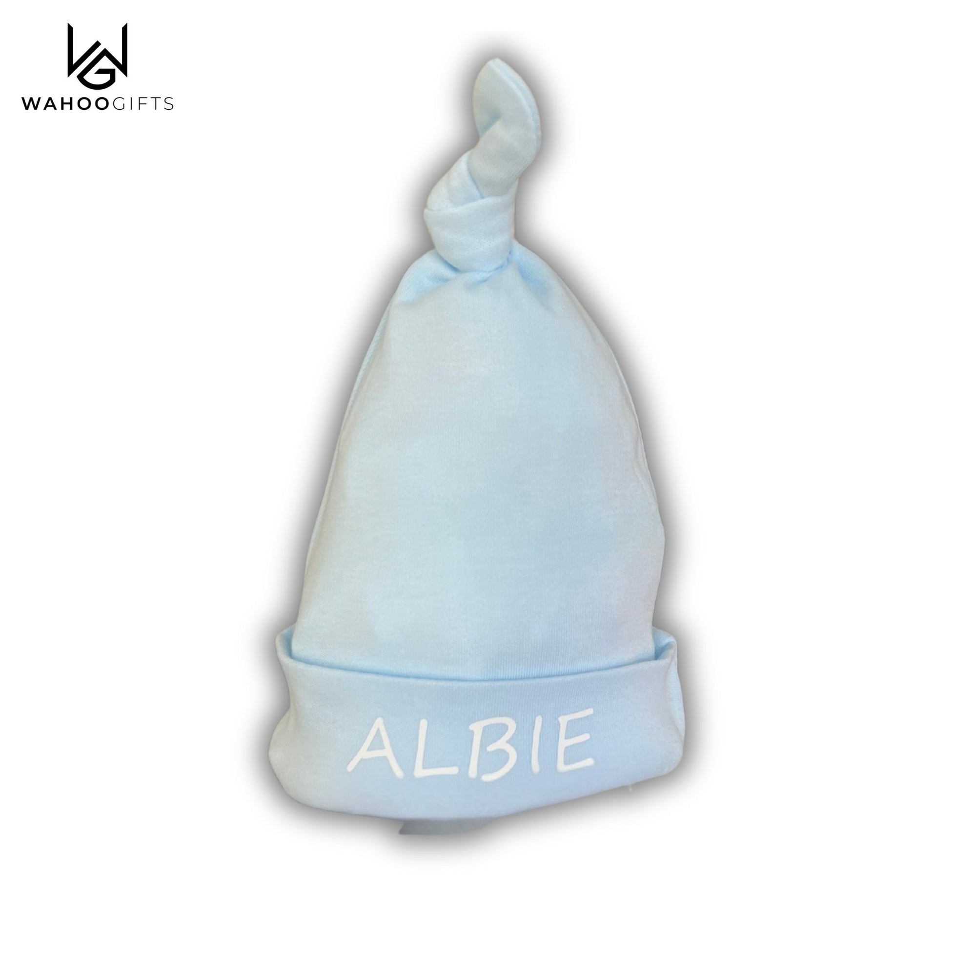 Personalised Blue Knotty Baby Hat - WahooGifts