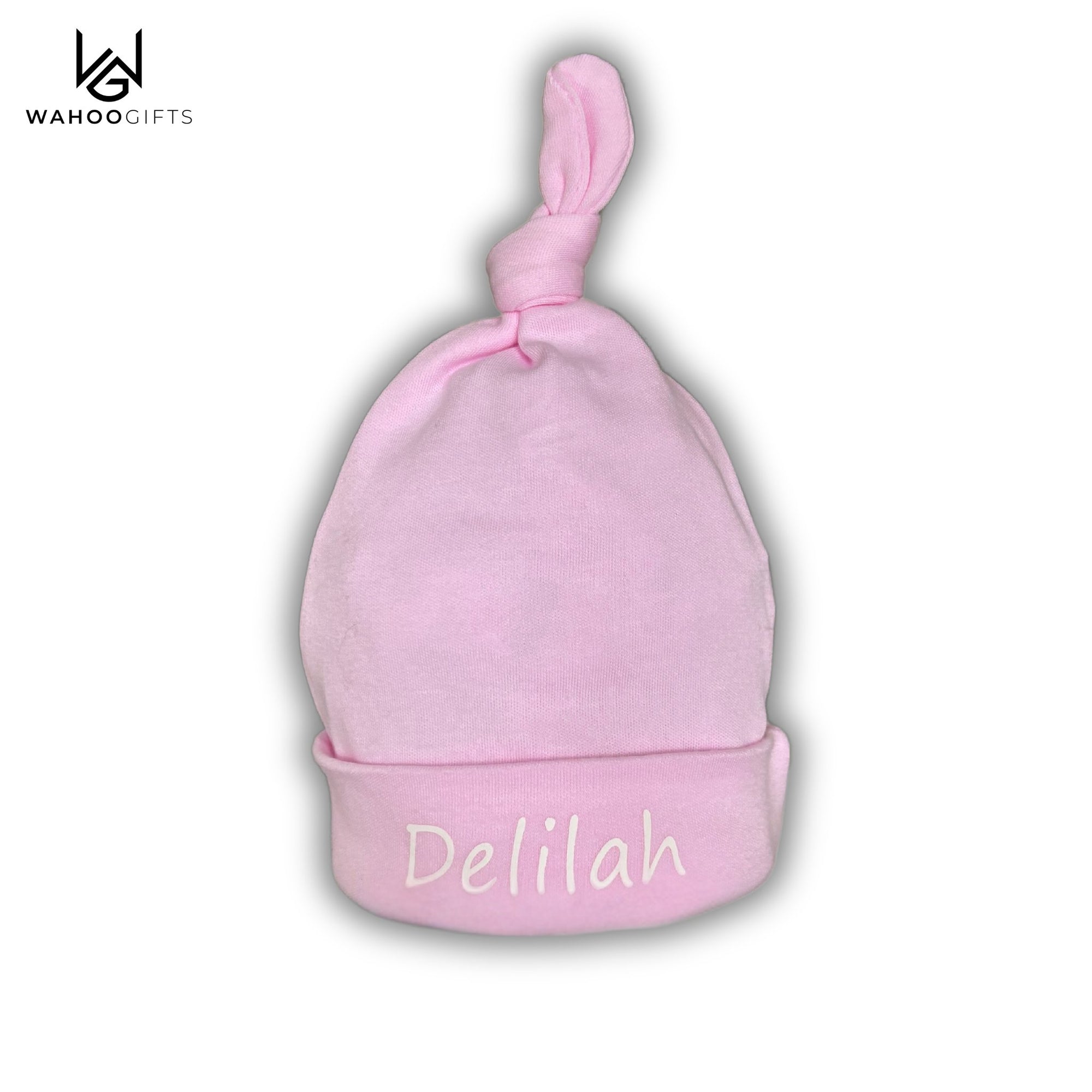 Personalised Pink Knotty Baby Hat - WahooGifts