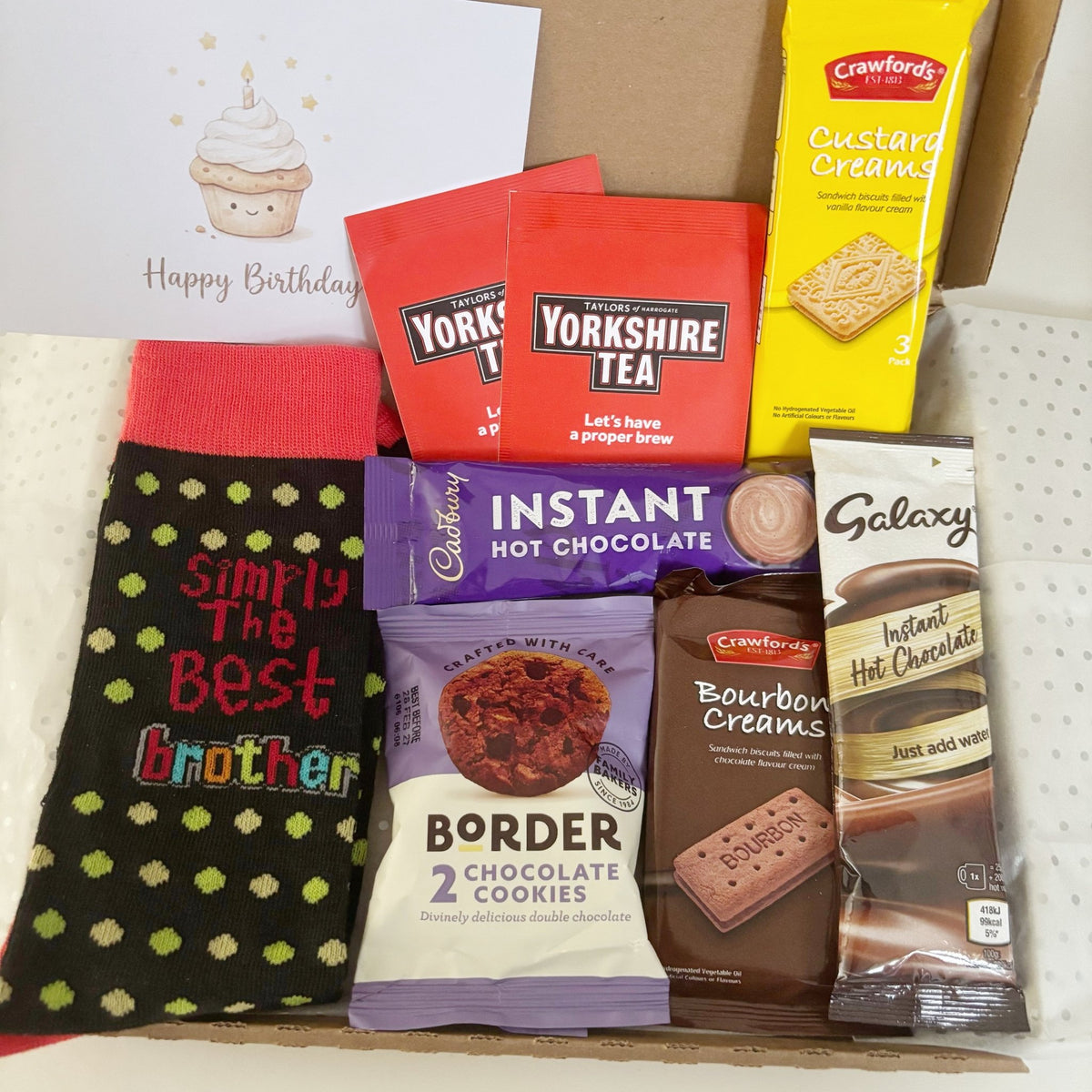 Presents for Older Brother – Socks, Hot Chocolate & Biscuit Letterbox Gift - WahooGifts