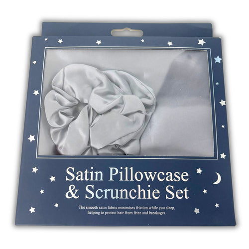 Satin Pillowcase & Scrunchie Set – Silver Grey