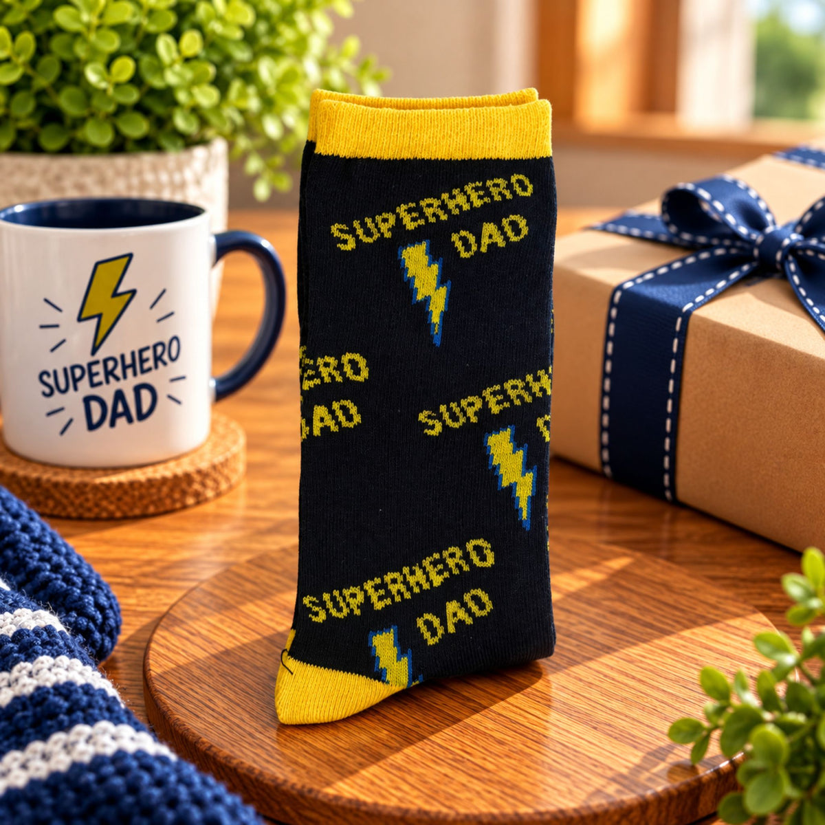 Superhero Dad Novelty Socks Funny Fathers Day Gift for Dad - WahooGifts