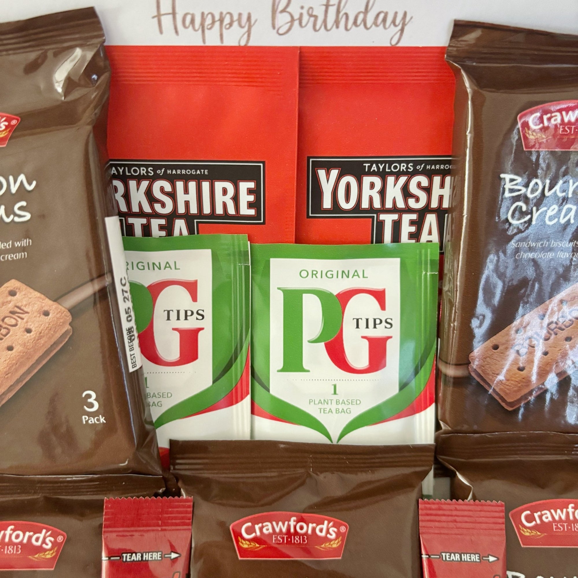 Tea and Biscuit Hamper – Birthday Letterbox Gift with Bourbon Creams - WahooGifts