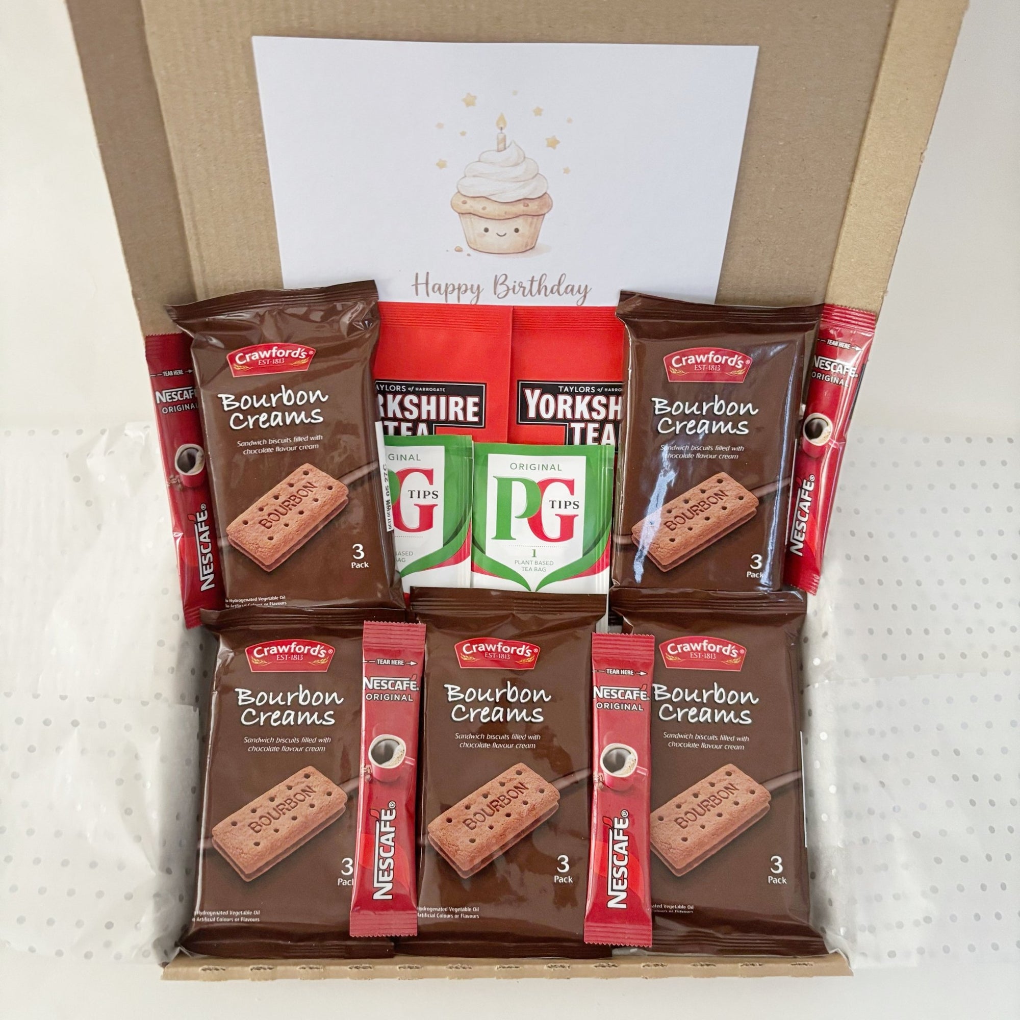 Tea and Biscuit Hamper – Birthday Letterbox Gift with Bourbon Creams - WahooGifts