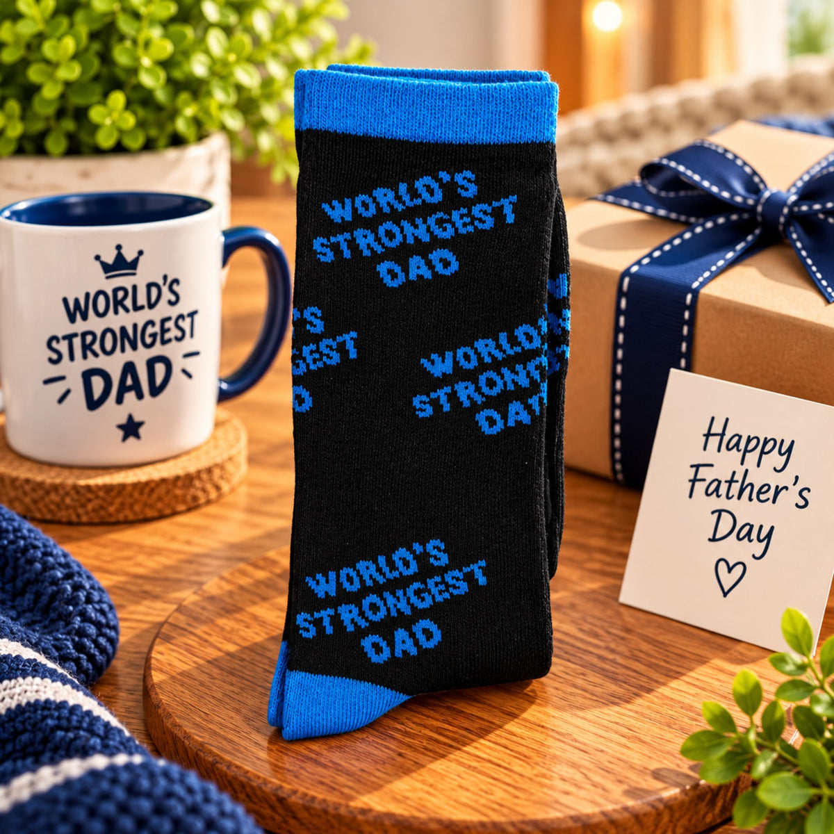 World’s Strongest Dad Novelty Socks Funny Gift for Dad - WahooGifts